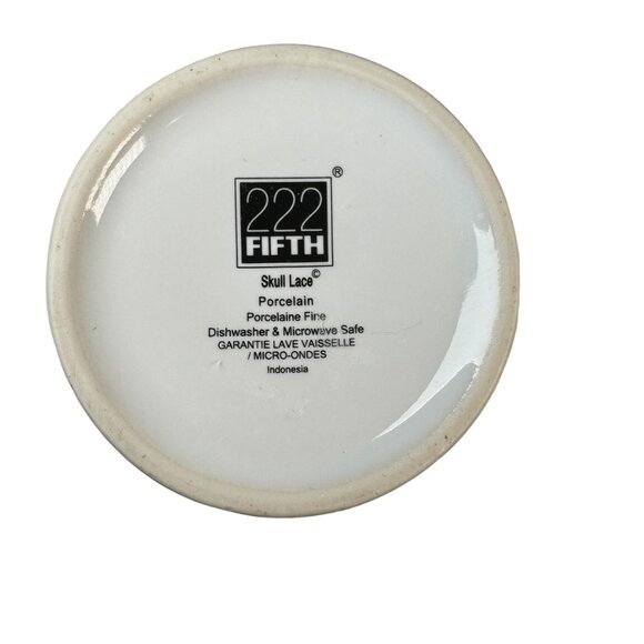 222 Fifth Skull Lace White & Black Porcelain Tall Coffee Mug Cup Goth Punk Witch - Picture 8 of 9